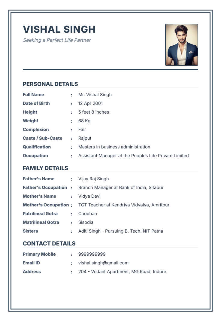 Marriage biodata template preview 1