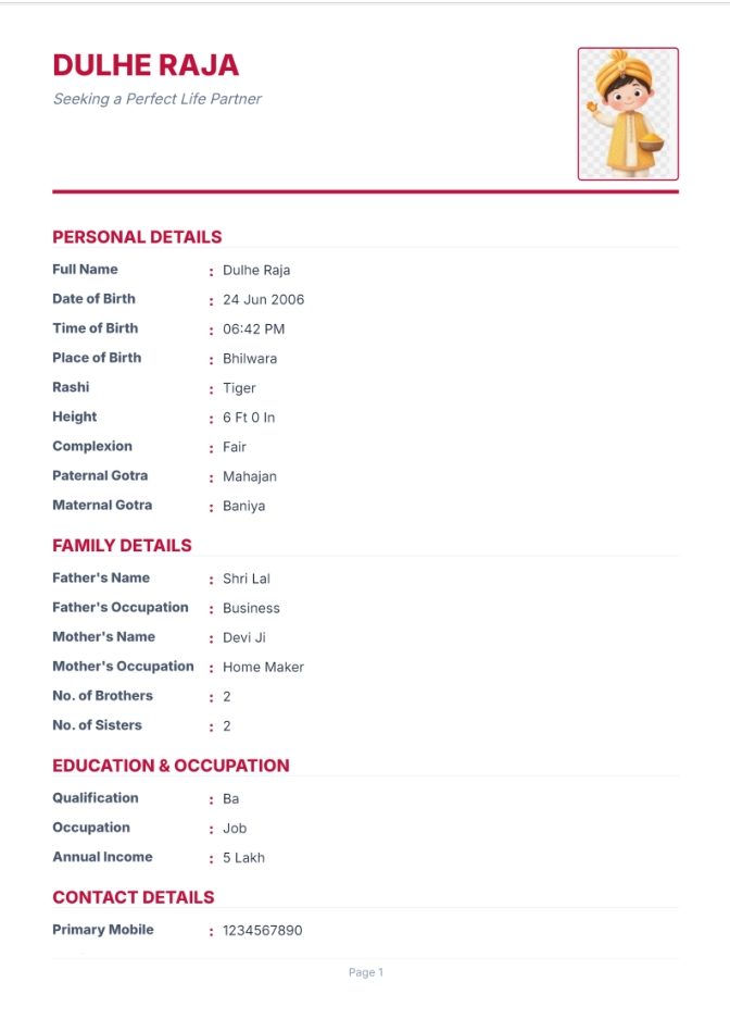 Marriage biodata template preview 4