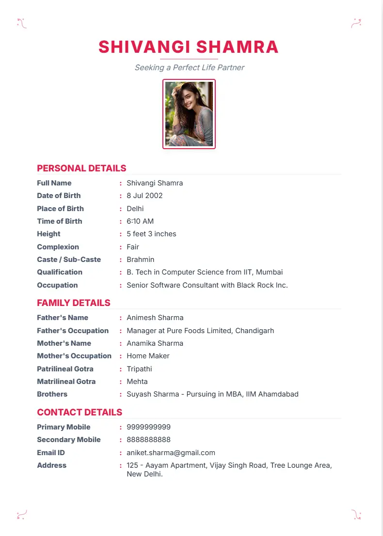 Free biodata maker template
